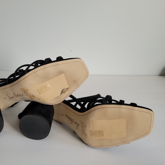 New SAM EDELMAN Daffodil Suede Leather Black Ankle Strap Heels - Picture 14 of 14
